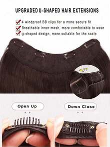 66 cm flerskiktade V-formade syntetiska hårförlängningar med clips, ger volym, med flerskiktade långa hårväfter, löshår med clips - Multifärgad - Visa 6