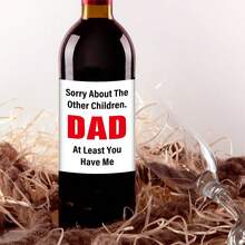 4pcs Funny Father's Day Wine Bottle Labels - "Dad At Least You Have Me" Paper Wine Bottle Stickers, Birthday Wine Labels, Perfect For Father's Day & Birthday Party Decorations - A - View 5