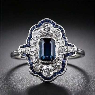 1 pezzo Anello elegante con pietra di zirconia cubica, adatto per donna, adatto per matrimonio, fidanzamento, anniversario, festa, regalo di San Valentino