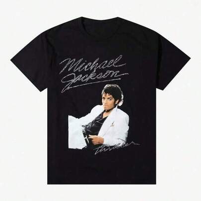 2026 Fashionable Boys' T-Shirt, MJsTops Jackson's Thriller Album Portrait T-Shirt, Printed T-Shirt, Spring-Summer, Luxurious Cotton, Exclusive T-Shirts For Premium Fans, Unisex, Casual Short Sleeve T-Shirts, A Must-Have For Fans, Suitable For Festivals, Parties, Homewear, 100% Cotton, Opaque, Versatile Basic T-Shirts, Parent-Child Outfits, Anime Merchandise, Sizes 2-10 Years, S-XXXL, Children's Clothing For Boys, Clothing For Young Boys, Girls' Tops, Men's Clothing, Women's T-Shirt, Perfect Gift For Back To School And Mother's Day, Can Be Combined With Parent-Child Outfits.
