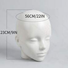 56cm Matte White Mannequin Head, Foam Dummy Head For Wig Styling Practice, Hat, Accessory And Eyewear Display Stand, Includes Stand + Colorful Pins, Retail Store Display And Photography Prop - FJM029-1 - View 1