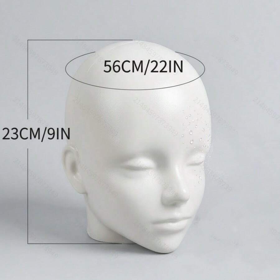 56cm Matte White Mannequin Head, Foam Dummy Head For Wig Styling Practice, Hat, Accessory And Eyewear Display Stand, Includes Stand + Colorful Pins, Retail Store Display And Photography Prop - FJM029-1 - View 1