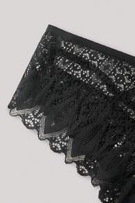 Hourtrue Floral Lace Lattice Back Panty Lingerie - Black - View 4