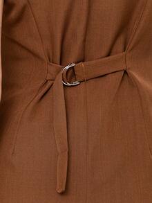 Elegant Plain Vest And Trousers Set C3302 - Rust Brown - View 7