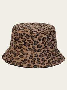 1/2件装 个性化嘻哈豹纹复古渔夫帽 欧美风双面防晒遮阳帽 - 豹紋漁夫帽 - 查看 3