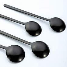 Black Coffee Spoons, Dessert Spoons, Teaspoons, Appetizer Spoons - Set Of 10, 5.24 Inches - 查看 7