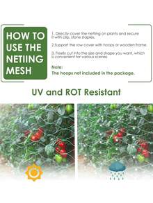 绿色编织网花园防护网保护植物、水果、花卉、树木，弹性围栏网可阻挡鸟类、鹿类等动物。 - 多色 - 查看 10