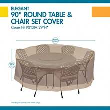 Duck Covers Elegant Round Patio Table and Chair Set Cover Fits Outdoor Round Patio Table and Chair Sets 90 in. Diameter - Marrn - Ver 8