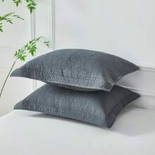 WINLIFE - Juego de 2 fundas de almohada acolchadas 100% algodón con estampado floral tamaño estándar gris oscuro - 26 x 20 Paquete de 2 - Ver 2