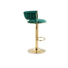 Shipping Ref: W1880109438, Velvet 360° Swivel Bar Table Chairs Set Of Two, Hand-Operated Backrest, One Height Adjustment Knob, Bar Chairs, Super Soft Thickened Kitchen Dining Room Chairs, Kitchen Island Table - Green - View 9