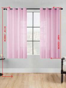 1pc Sheer Curtain, Grommet Curtain, Light Filtering Curtain, Semi-Transparent Curtain, Home/Office Use Curtain, Solid Color Modern Minimalist Polyester Voile Curtain, Softens Light, Suitable For Bedroom, Living Room, Balcony, UV Protection - Pink - View 25