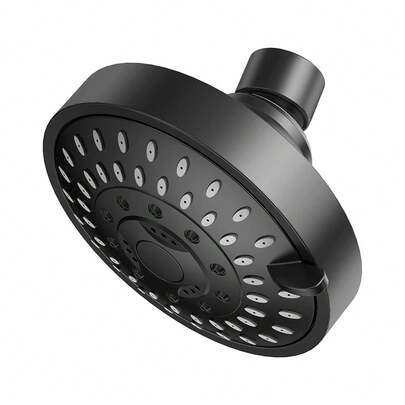 1 đầu vòi sen áp lực cao 4 inch, màu đen, 5 tốc độ phun ẩn đa chức năng, đầu vòi sen cố định xoay dùng trong phòng tắm.
