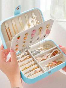 1pc Travel Jewelry Storage Box, Portable Jewelry Box, Anti-Oxidation Jewelry Box, Multi-Function Ring Box, Scratch-Resistant Jewelry Display Box, Makeup Box, Suitable For Rings, Necklaces, Bracelets, Earrings, Studs And More, Gift For Girls And Bridesmaids, Travel Essential - Multicolor - View 14