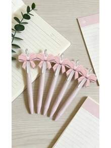 Aesthetic Kawaii Pink Bow Pens Cute Retractable Ballpoint Pen Set For Girls Soft Grip Smooth Writing School Office Supplies Coquette Desk Accessories Party Favor Gift - 1 - Xem 3