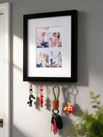 Creative DIY Photo Frame With Hanging Hook, Easy To Install Hanging Hook Photo Frame, Fits 8x10 Inch Photos, Can Display 4.5x6.5 Inch Photos With Card Paper, Suitable For Living Room, Bedroom, Behind The Door Home Decor