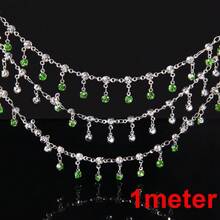 Corrente de 1 metro com strass de vidro brilhante multicolorido em formato de garra, pingente de contas, corrente de cobre com borla, ideal para confecção de colares, pulseiras e decoração de roupas. - corrente de cobre faça você mesmo - Ver 21