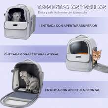 Mochila para Gato y Perro Transportadora Plegable con Ventana Transparente Transpirable Fácil de Limpiar Carga MAX 7kg - Gris - Ver 5