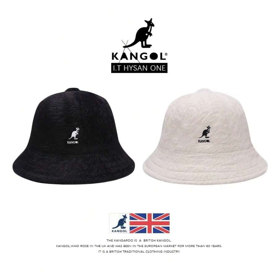 Kangol Kangaroo Fur Round-Brimmed Fisherman Hat For Women, Warm Plush Bucket Hat, Retro And Versatile Flat-Top Water Bucket Hat, Winter Accessory 5Y3I - Mũ ngư dân lông thỏ màu đỏ hình vòm - Xem 1