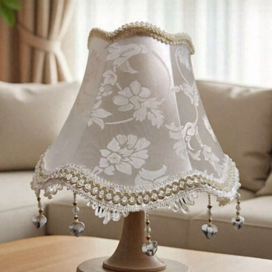 Vintage Style Lampshade Princess Style Lampshade Pearl White Fabric Handmade Lampshade (No Wiring Required, Light Not Included), Suitable For Bedrooms, Studies, Living Rooms And Other Scenes - Fabric Princess Lampshade - View 1