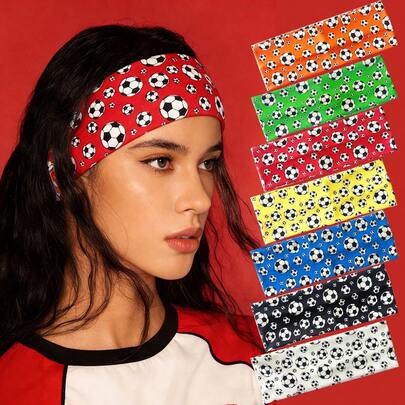 1pc New Fashion Sports Headband, Wide Football Element Headband, World Cup Fan Cheering Headscarf, High Elastic Comfortable Breathable Headband, Unisex Casual Versatile Hair Accessory