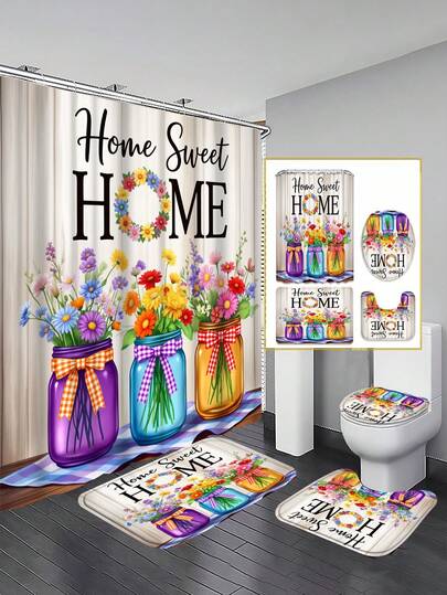 Bộ 1/3/4 món màu ngà voi "Cozy Home" với họa tiết hoa và bình thủy tinh; Phong cách cổ điển ấm cúng, chống thấm nước và bền; Bao gồm 12 móc treo, bọc bồn cầu, thảm tắm và thảm trải sàn; Được làm từ vải polyester chất lượng cao, có thể giặt và chống nấm mốc, thích hợp cho trang trí phòng tắm, phòng ngủ, phụ kiện phòng tắm, trang trí nhà bếp, rèm cửa phòng ngủ kiểu miền Tây và trang trí theo chủ đề Ngày của Mẹ.