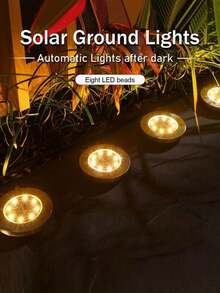 Solar LED In-Ground Lights, Atmosphere Lighting Lawn Lights, Suitable For Garden, Outdoor, Park, Yard, Lawn Solar Lights, Decorative Atmosphere Lighting, Stainless Steel, Solar Powered Charging During Day And Lighting At Night - Lawn Lights - View 2