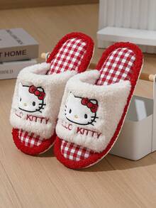 SANRIO 三丽鸥  新款卡通软底春夏平底拖鞋，可爱毛绒闭趾秋冬拖鞋，透气浴室凉鞋，四季皆宜 - 紅色 - 查看 8