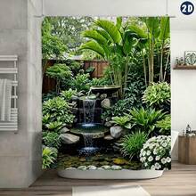 1/3/4 Stück Garten Wasserfall Landschaft Duschvorhang - Aus Polyester, maschinenwaschbar, geeignet für alle Jahreszeiten, umkehrbar, inklusive Haken, ideal für Badezimmer Dekoration | Design | Duschvorhang, Badezimmer Fenstervorhang Set, Heimdekoration, Badezimmer Accessoires - A - Übersicht 19