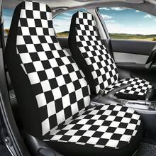 Car Seat Cover Black And White Chess Pattern Front For Cars, Easy To Install Cover Set, Accessories Auto Trucks Van SUV - Multi02 - 查看 5