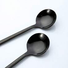 Black Coffee Spoons, Dessert Spoons, Teaspoons, Appetizer Spoons - Set Of 10, 5.24 Inches - 查看 8