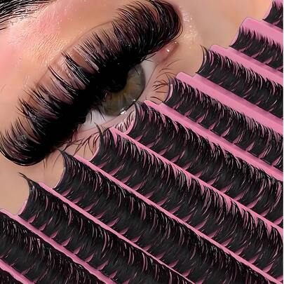 200 szt. kępek rzęs D Curl, objętość 10D-80D, 0,07 mm, mieszane rzęsy 8-16 mm, puszyste, grube, pojedyncze rzęsy DIY, efekt anime, podkręcone rzęsy dla początkujących
