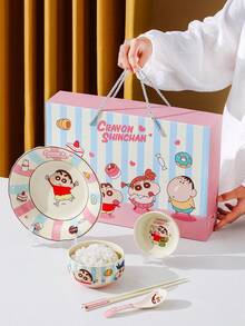 CRAYON SHINCHAN 5件套蜡笔小新陶瓷餐具套装，可爱卡通餐具礼盒装，动漫迷的理想礼物 - 彩色 - 查看 3