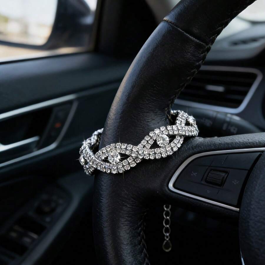 Nice Cool Shiny Car Interior Decoration Rings, Shiny Stone Eye Shape Decoration Rings, Car Interior Charms, Car Steering Wheel Decoration Rings, Beautiful Bracelet Bracelet Decorations - Chain - View 1