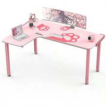 Eureka Ergonomic Gaming Desk Pink60 Inch Pink L Shaped Gaming Desk with Free Mouse Pad Gaming Table Pink for Girls Home Office Wood and Metal Space-Saving Computer Desk Easy to Assemble Pink - Rosa - Ver 9
