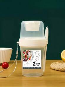 2pcs/1pc Salad Cup & Fork Set, Portable Breakfast Container For Fruit, Yogurt, Fitness, Travel, School And Office Use - Multicolor - View 10