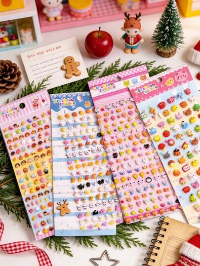 Kawaii 3D Puffy Stickers, Cute Cartoon Animal Food Bubble Stickers, Japanese Style Waterproof Decals For Scrapbooking Journal Planner Diary, Self-Adhesive Stickers For Laptop Water Bottle Phone Case, Kawaii Stationery For Kids Teens, DIY Craft Supplies, Cute Animal Food Stickers For Gift, Bullet Journal Stickers