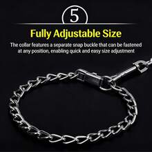 1pc 3.0/3.5mm Thick Iron Chain Pet Leash With Soft Black Woven Handle, 1.2m Length - Black - View 7