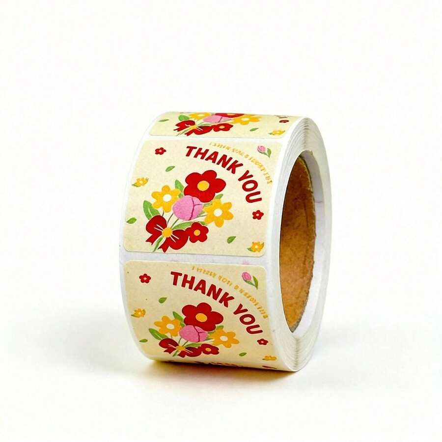 300pcs Floral Design Sealing Stickers Roll - Adhesive Labels Suitable For Candy Bags, Cookie Boxes, Valentine's Day Gifts And Party Favors