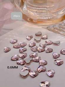 20pcs Mini Flat Heart Rhinestones, 6mm Pink & White Heart Nail Art Decorations, Nail Accessories For DIY Nail Design, Suitable For Nail Salons - Multicolor - View 2