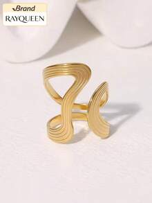 RAYQUEEN 1 chiếc nhẫn hở hình học bất đối xứng bằng thép không gỉ, cao cấp, không phai màu, thích hợp để đeo hàng ngày. - nhẫn - Xem 12