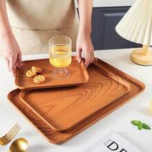 2件套椭圆形/方形托盘，适用于盛放食物、零食、饮料、寿司、牛排、披萨、甜点、蛋糕、面包、早餐、咖啡、茶、熟食拼盘、餐饮拼盘 - 紫紅色 - 查看 6