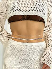 1 chiếc dây đeo thân nhiều lớp thời trang, dây đeo eo phong cách Punk tối giản lấp lánh gợi cảm, dây đeo thân phong cách Hip Hop, dây hạt không phai màu, dây tròn, dây đeo thân hai lớp, hoàn hảo cho kỳ nghỉ - nhiều màu - Xem 3