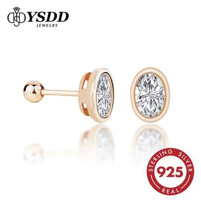 1 Đôi bông tai Moissanite thời trang, bông tai hình trứng chim bồ câu tối giản mạ vàng hồng, bông tai kim cương nhân tạo 0.5 carat màu D độ tinh khiết VVS1 cắt giác rực rỡ, bông tai bạc 925 mạ bạch kim đính đá, kèm giấy chứng nhận.