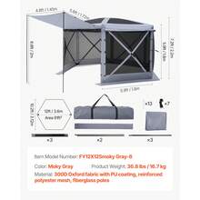 Kiosques - 3,7 x 3,7 m (12 x 12 Fuß), Rauchgrau - Voir 7