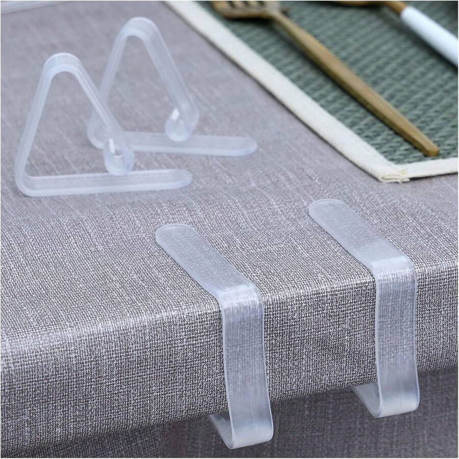 8/50 piezas Pinzas reutilizables transparentes para mantel, Pinzas de plástico antideslizantes para mantel, Adecuadas para mesa de comedor, fiesta de cumpleaños, boda y eventos de jardín