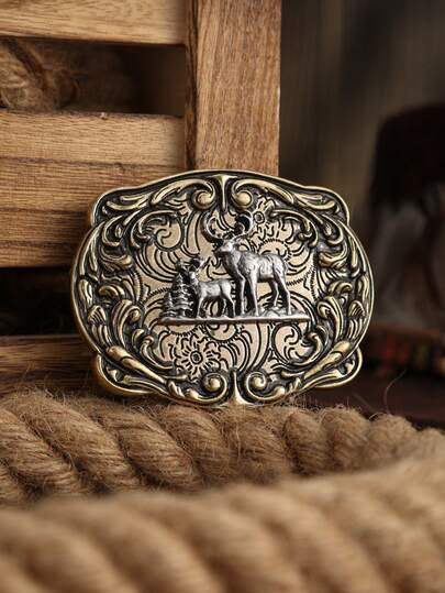 1pc Western Style Buckle, Belt Buckle, Vintage Metal Buckle