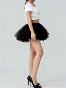 Váy lót Lolita bằng vải tuyn đen, váy dự tiệc cosplay cho nữ, váy lót crinoline cô dâu, váy múa ba lê, váy Halloween. - màu đen - Xem 5