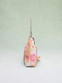 1个透明网纱刺绣3D花卉图案优雅单肩包，配奢华水钻肩带，适合日常通勤、夏季海滩旅行和休闲活动（花卉图案位置随机）。 - 白色 - 查看 4