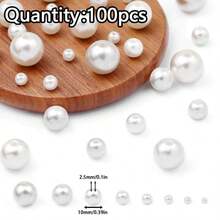 3~14mm (50~500顆) 白色穿孔珍珠隔珠，適用於DIY珠寶製作、手工藝裝飾與花瓶填充物（多種尺寸） - 白色有孔珍珠 - 查看 11