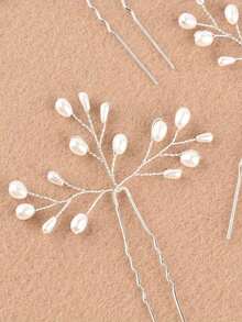 6/3 Pieces Elegant Imitation Hair Clip - Handmade Metal Vintage Hair Accessories, Exquisitely Designed, Suitable For Weddings, Parties, And Casual Wear, Party Hair Accessories | Nature-Inspired Design | Handmade Jewelry, Cute Hair Accessories, Summer, Beach - White - View 4